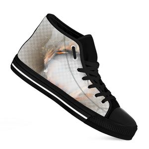 Burning Hole Print Black High Top Shoes