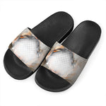 Burning Hole Print Black Slide Sandals