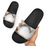 Burning Hole Print Black Slide Sandals