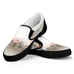 Burning Hole Print Black Slip On Shoes