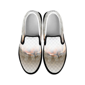 Burning Hole Print Black Slip On Shoes