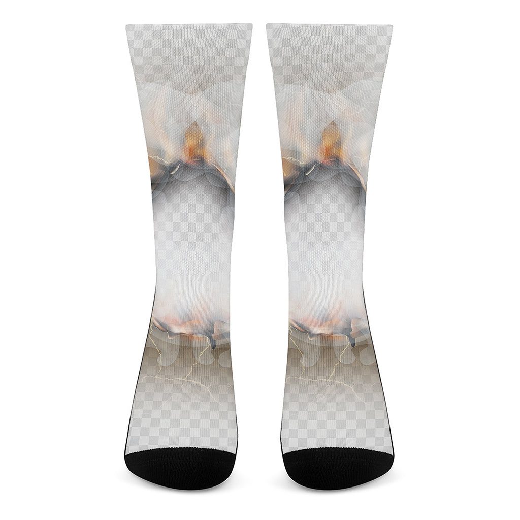 Burning Hole Print Crew Socks