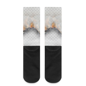 Burning Hole Print Crew Socks