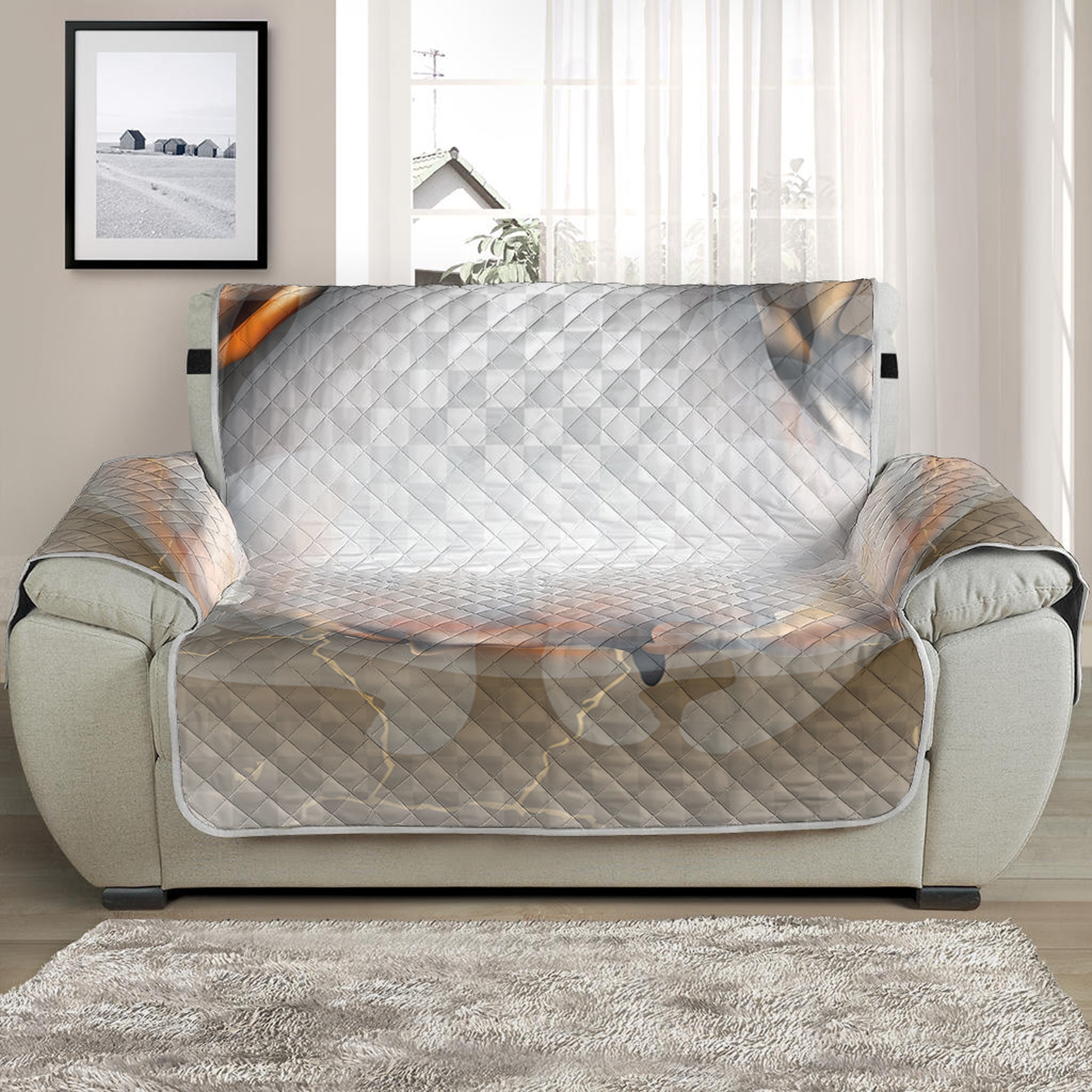 Burning Hole Print Half Sofa Protector