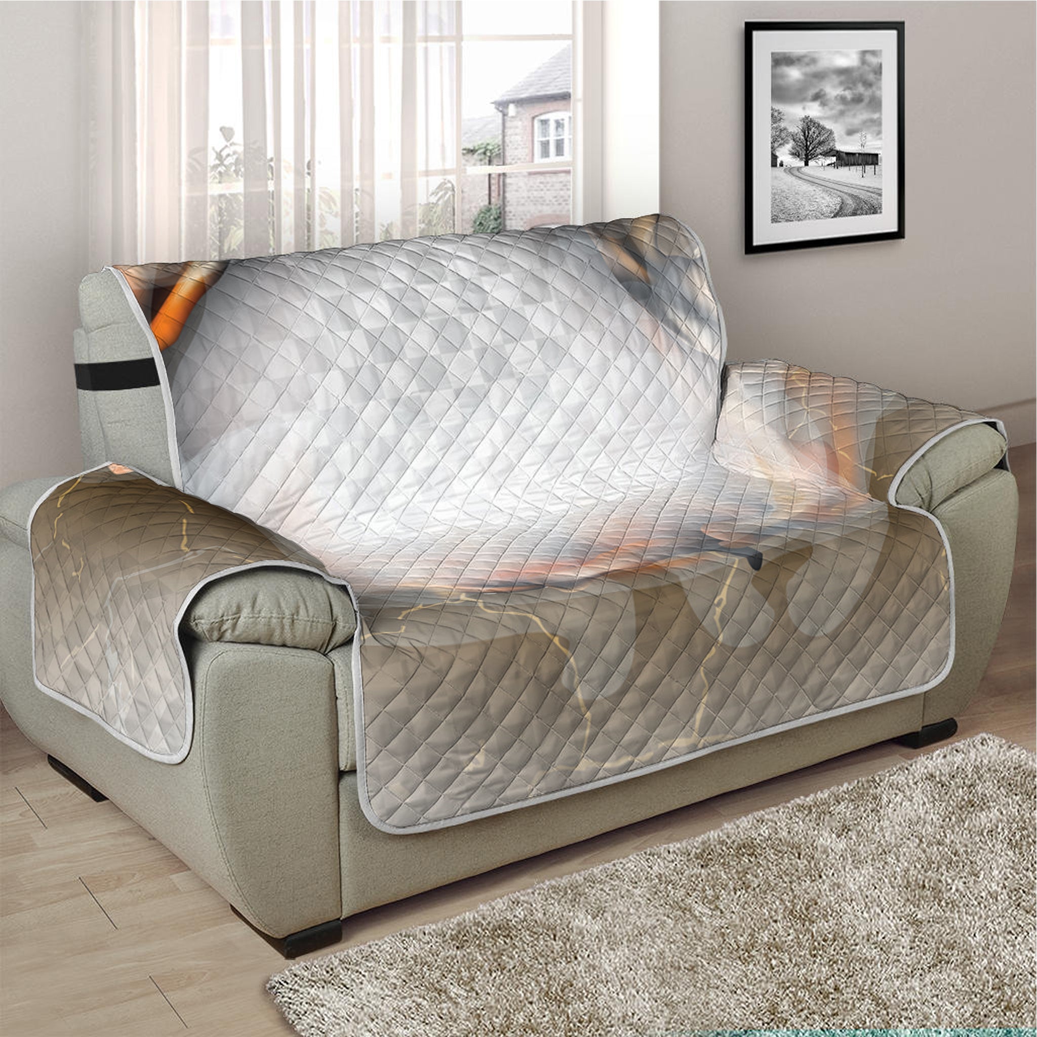 Burning Hole Print Half Sofa Protector