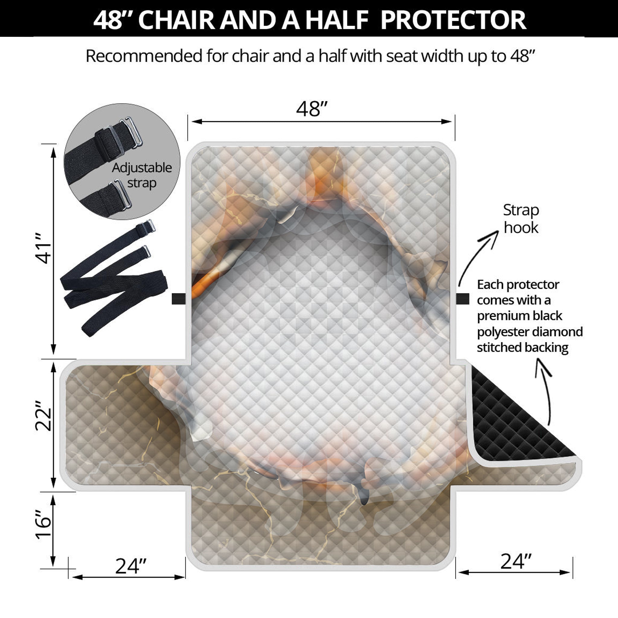 Burning Hole Print Half Sofa Protector