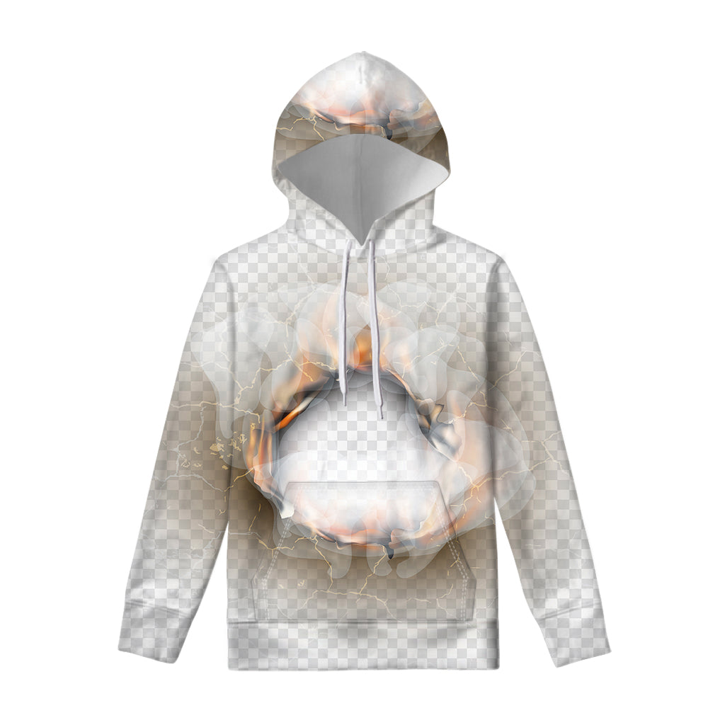 Burning Hole Print Pullover Hoodie