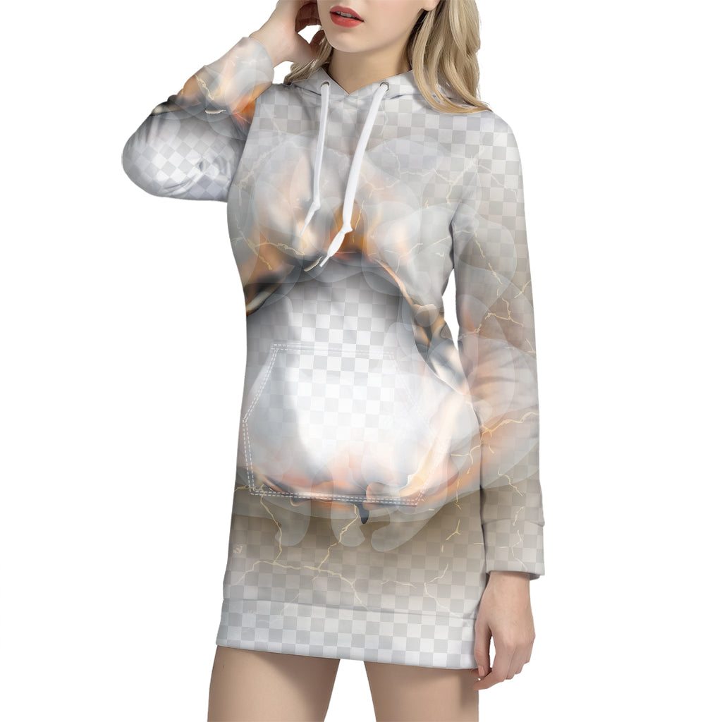 Burning Hole Print Pullover Hoodie Dress