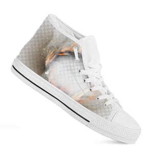 Burning Hole Print White High Top Shoes