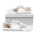 Burning Hole Print White Low Top Sneakers