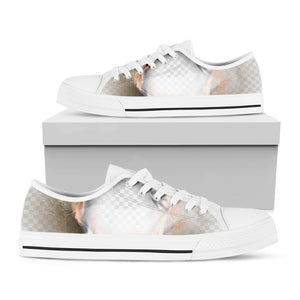 Burning Hole Print White Low Top Shoes