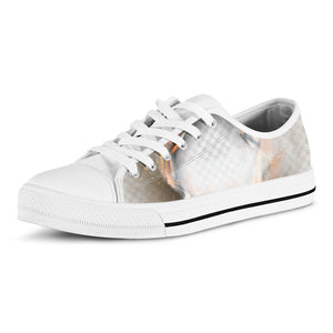 Burning Hole Print White Low Top Shoes