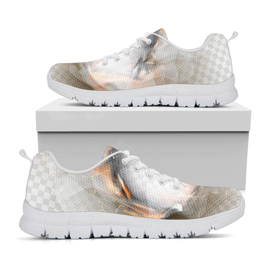 Burning Hole Print White Sneakers