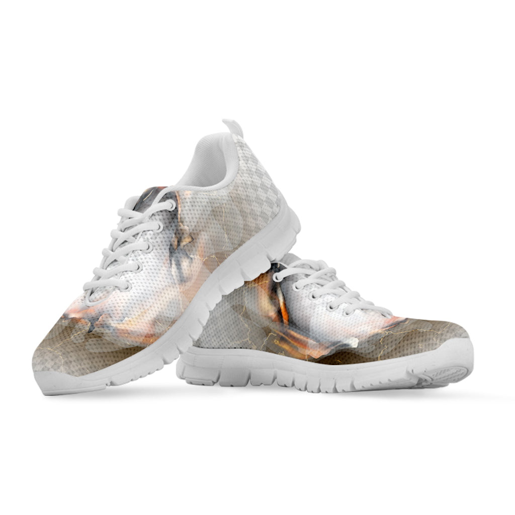 Burning Hole Print White Sneakers