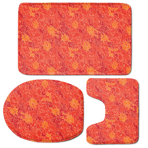 Burning Japanese Flame Pattern Print 3 Piece Bath Mat Set