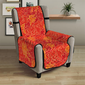 Burning Japanese Flame Pattern Print Armchair Protector