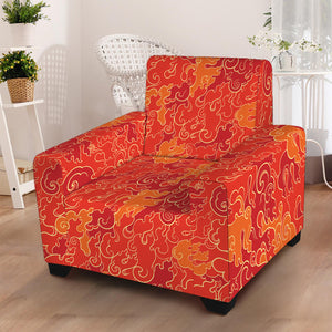 Burning Japanese Flame Pattern Print Armchair Slipcover