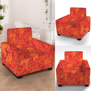 Burning Japanese Flame Pattern Print Armchair Slipcover