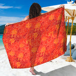 Burning Japanese Flame Pattern Print Beach Sarong Wrap