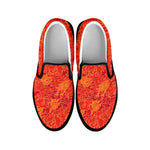 Burning Japanese Flame Pattern Print Black Slip On Shoes