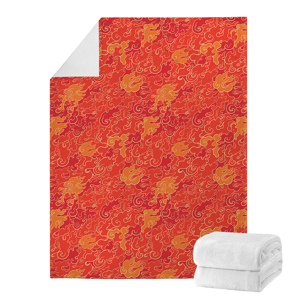 Burning Japanese Flame Pattern Print Blanket