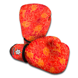 Burning Japanese Flame Pattern Print Boxing Gloves