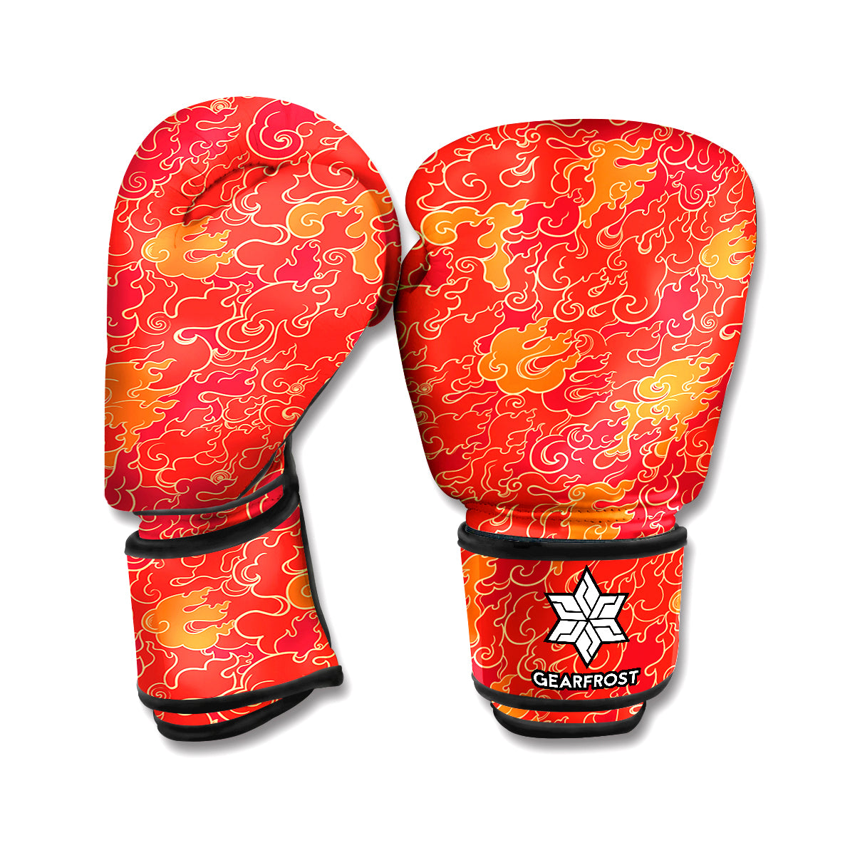 Burning Japanese Flame Pattern Print Boxing Gloves