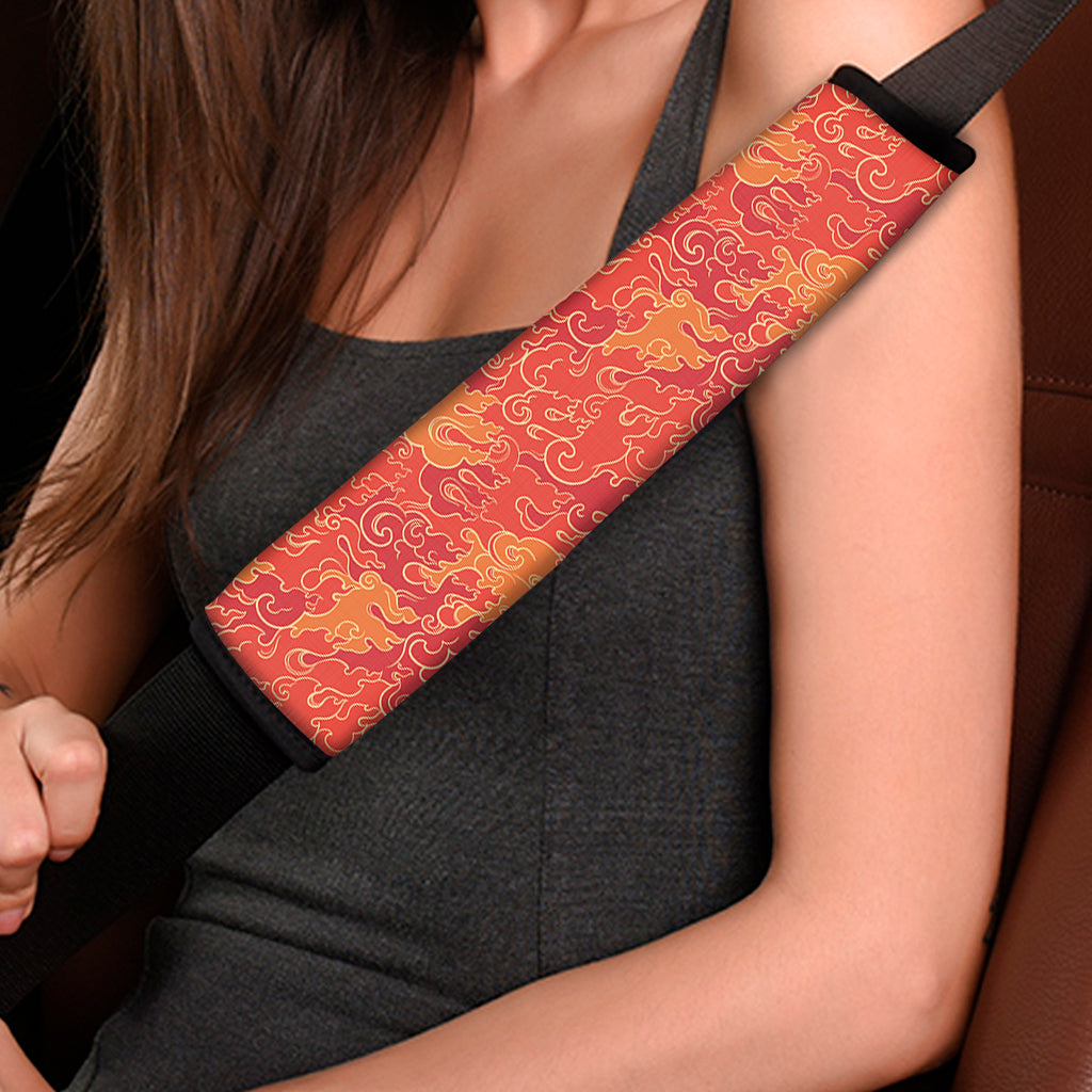 Burning Japanese Flame Pattern Print Car Seat Belt Covers