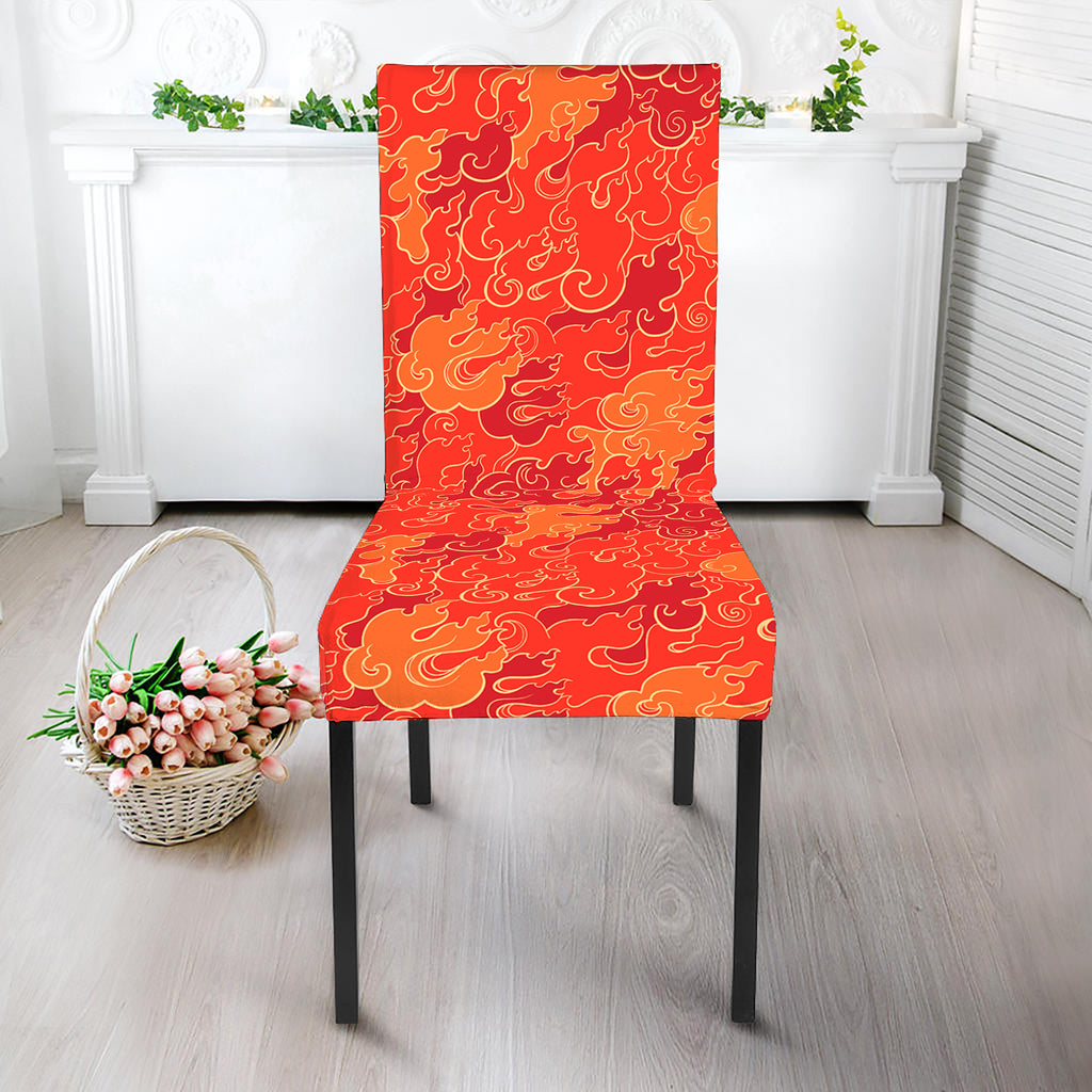 Burning Japanese Flame Pattern Print Dining Chair Slipcover