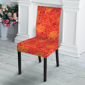 Burning Japanese Flame Pattern Print Dining Chair Slipcover