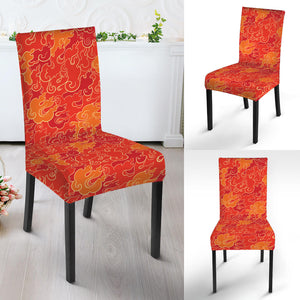 Burning Japanese Flame Pattern Print Dining Chair Slipcover