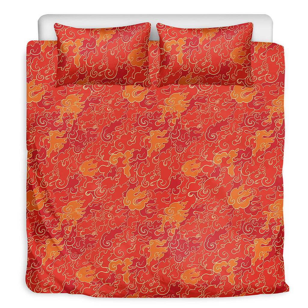 Burning Japanese Flame Pattern Print Duvet Cover Bedding Set