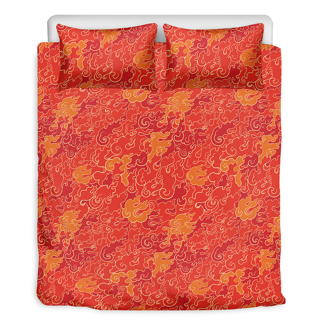 Burning Japanese Flame Pattern Print Duvet Cover Bedding Set