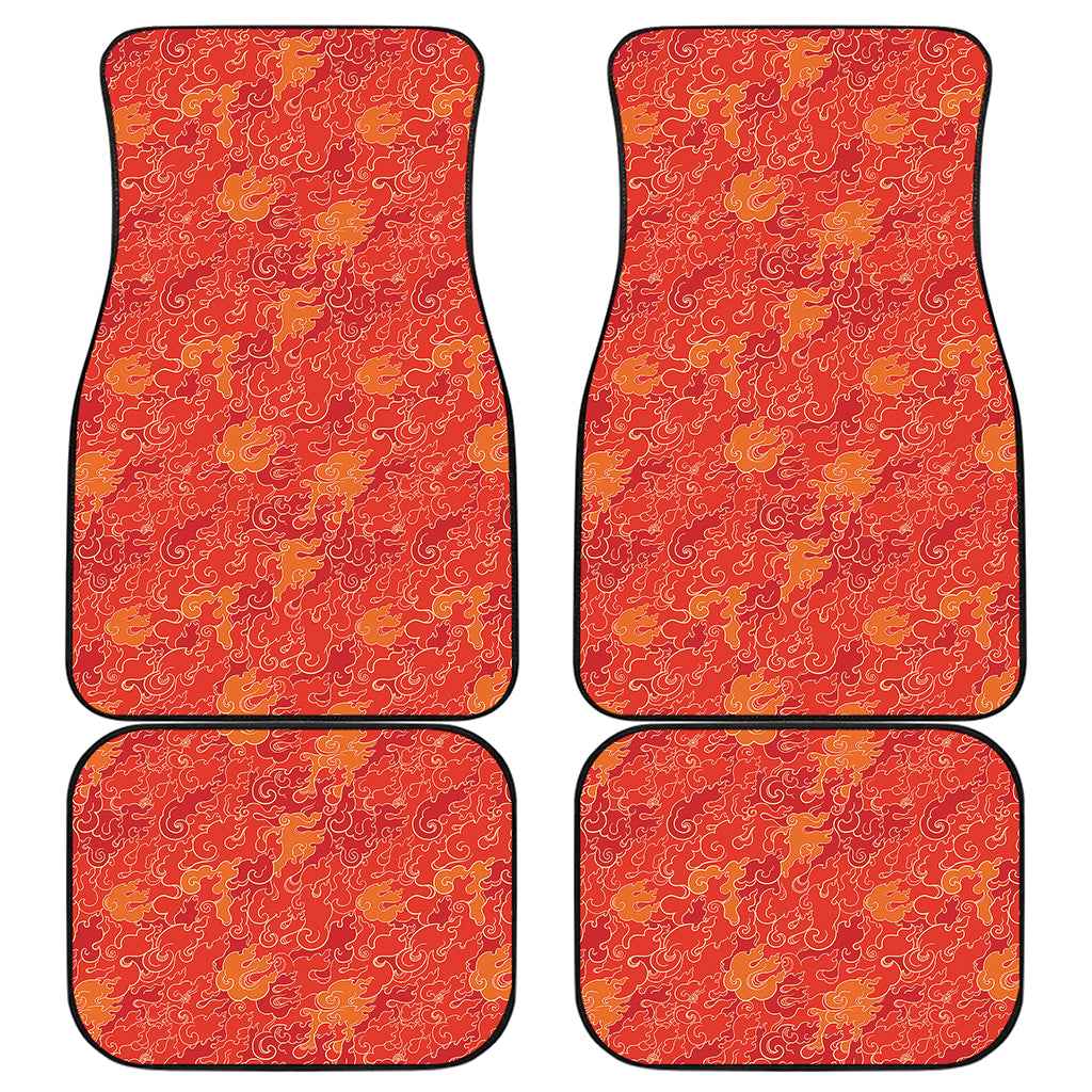 Burning Japanese Flame Pattern Print Front and Back Car Floor Mats