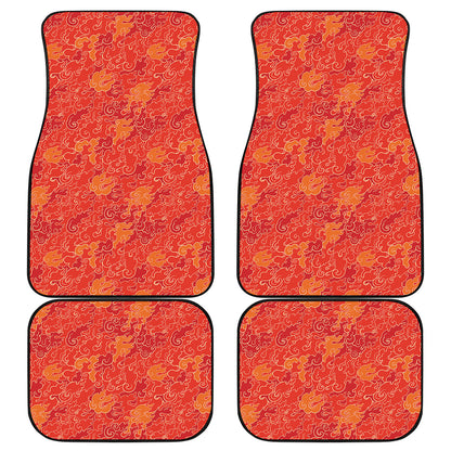 Burning Japanese Flame Pattern Print Front and Back Car Floor Mats