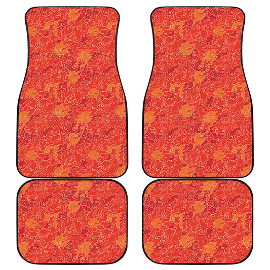 Burning Japanese Flame Pattern Print Front and Back Car Floor Mats