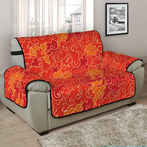 Burning Japanese Flame Pattern Print Half Sofa Protector