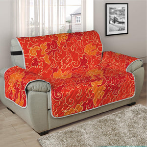 Burning Japanese Flame Pattern Print Half Sofa Protector