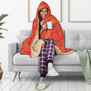 Burning Japanese Flame Pattern Print Hooded Blanket