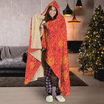 Burning Japanese Flame Pattern Print Hooded Blanket