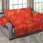 Burning Japanese Flame Pattern Print Loveseat Protector