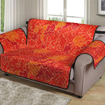 Burning Japanese Flame Pattern Print Loveseat Protector