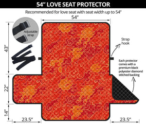 Burning Japanese Flame Pattern Print Loveseat Protector