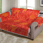 Burning Japanese Flame Pattern Print Loveseat Protector