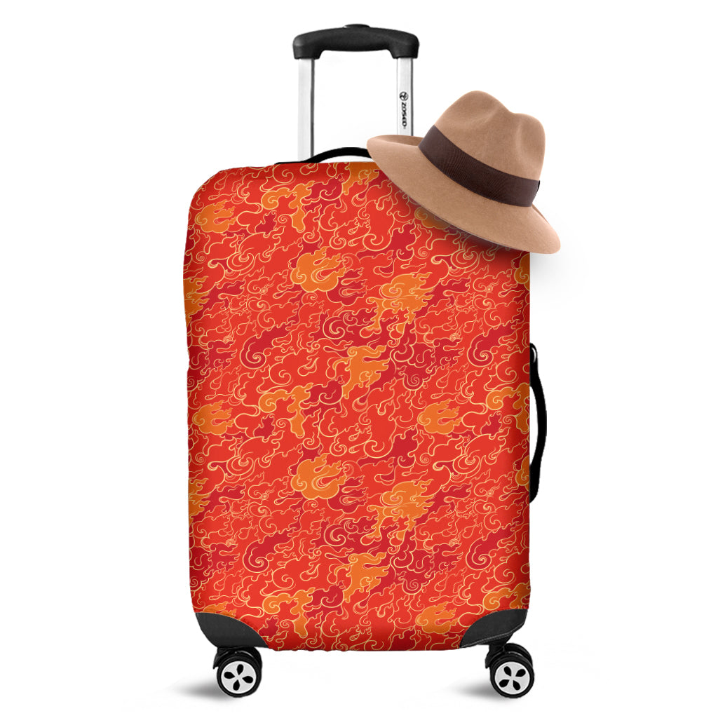 Burning Japanese Flame Pattern Print Luggage Cover