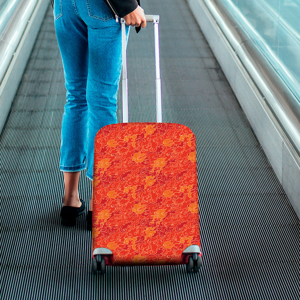 Burning Japanese Flame Pattern Print Luggage Cover