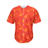 Burning Japanese Flame Pattern Print Men's Baseball Jersey