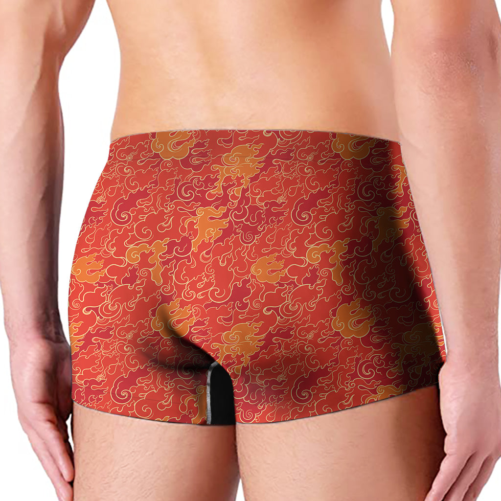 Burning Japanese Flame Pattern Print Men's Boxer Briefs