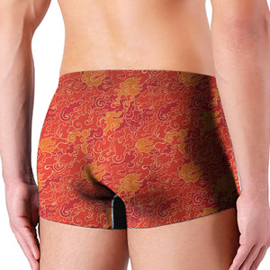 Burning Japanese Flame Pattern Print Men's Boxer Briefs