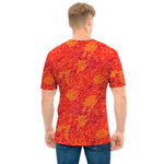 Burning Japanese Flame Pattern Print Men's T-Shirt